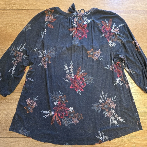 DANIEL RAINN Elowen Smocked Tassel Detail Knit Top Floral Green 3/4 Slee… - Picture 12 of 13